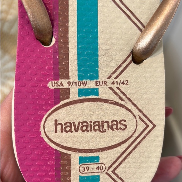 Havaianas Pink and Cream Sporty Sandals Size 9 - Picture 3 of 7